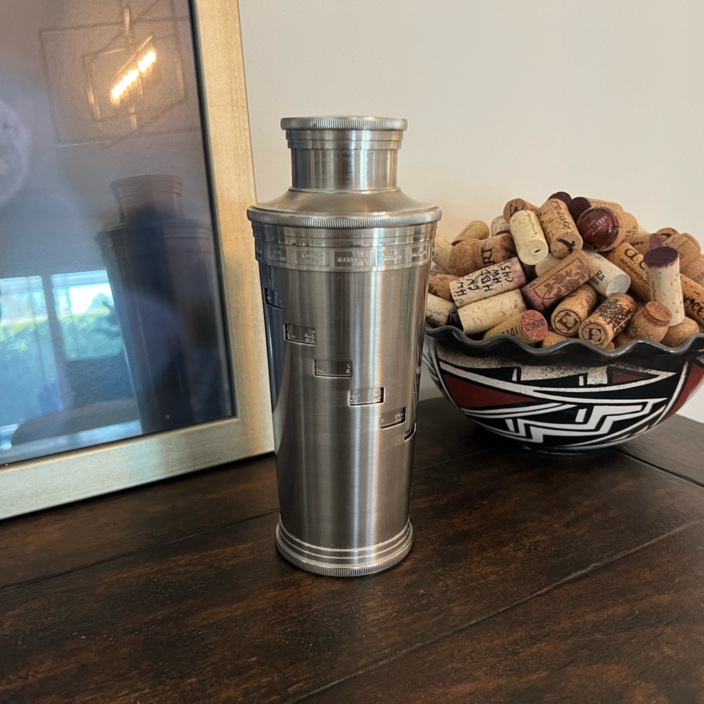 Restoration Hardware Silver Dial-a-drink Cocktail Recipe Shaker